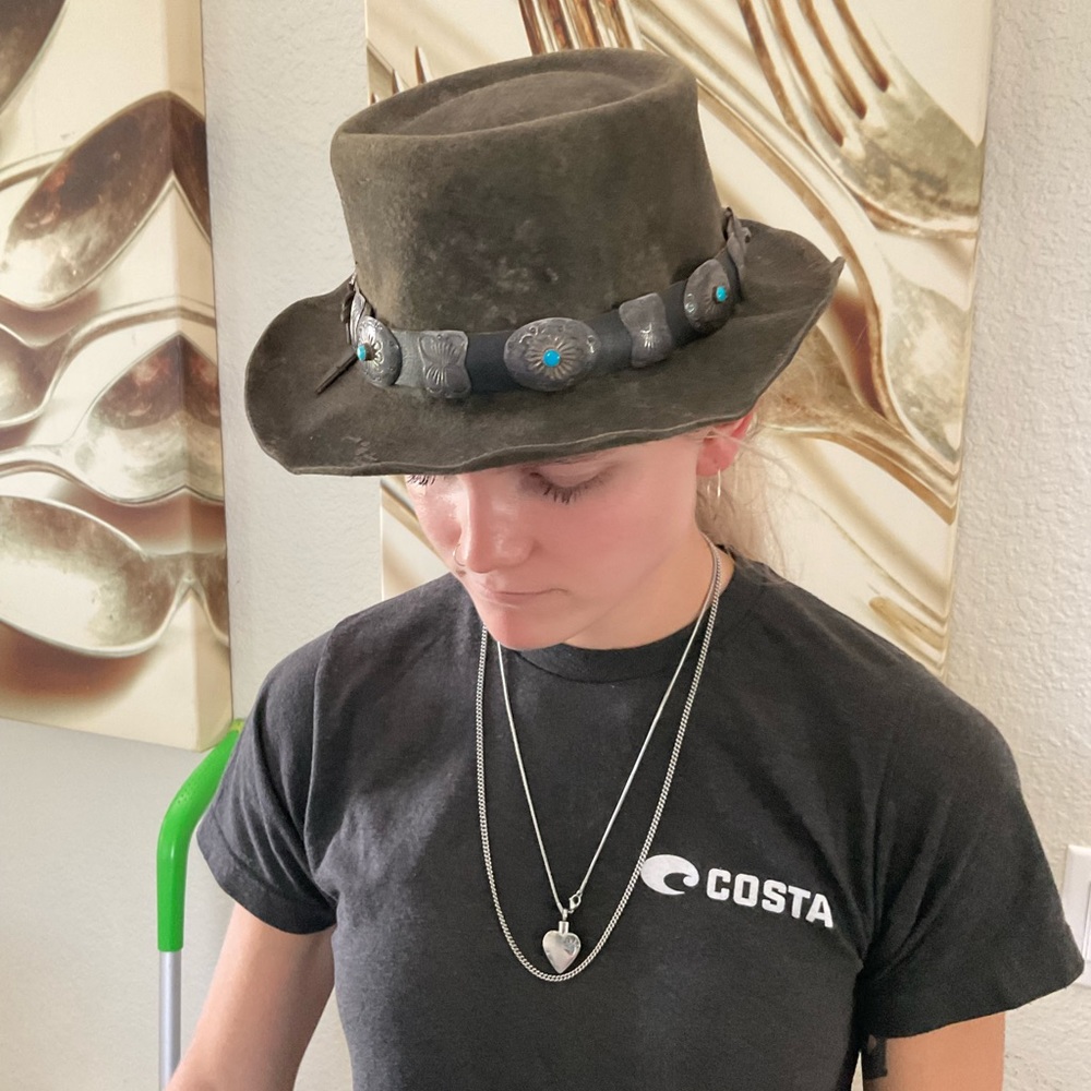 OOAK BURBERRY upcyc sterling turquoise band. Hat